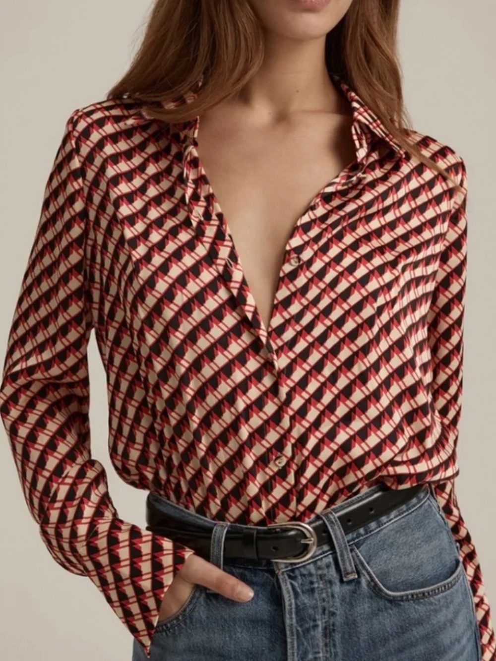 NWT Favorite Daughter The Take Me Seriously Bodysuit - Retro Rouge Houndstooth